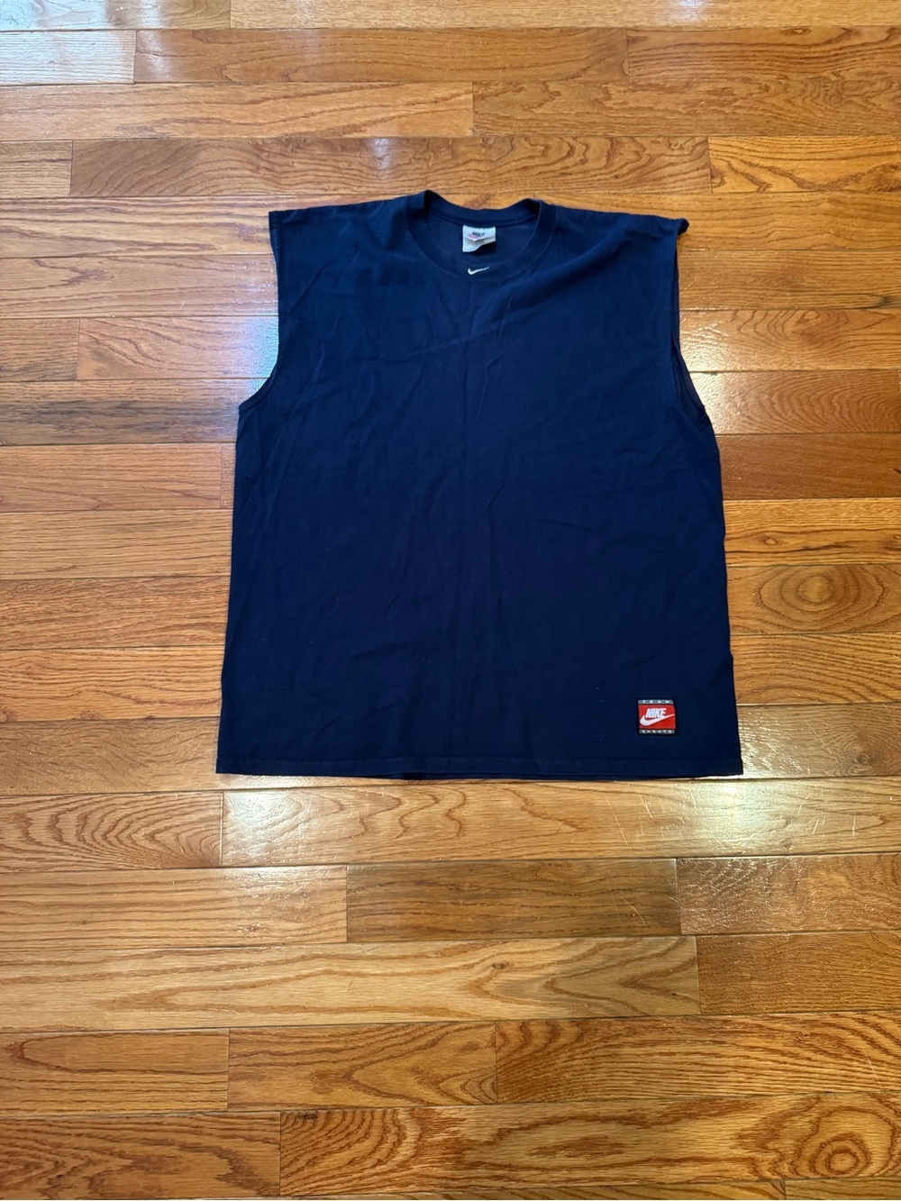 Vintage Nike Center Swoosh Sleeveless Navy Blue Shirt XL Y2K
